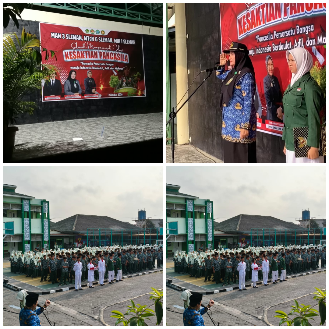Kepala MTsN 6 Sleman Sampaikan Ikrar di Upacara  Hari Kesaktian Pancasila Madrasah Terintegrasi